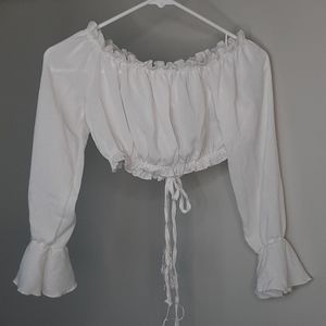 Cropped off shoulder long sleeve top